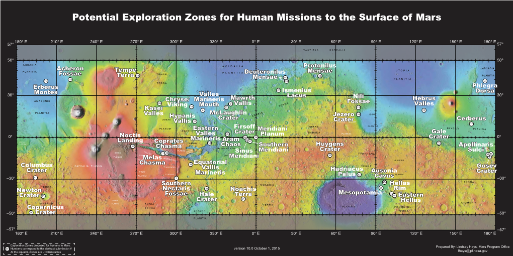 Potential Exploration Zones for Human Missions to the Surface of Mars