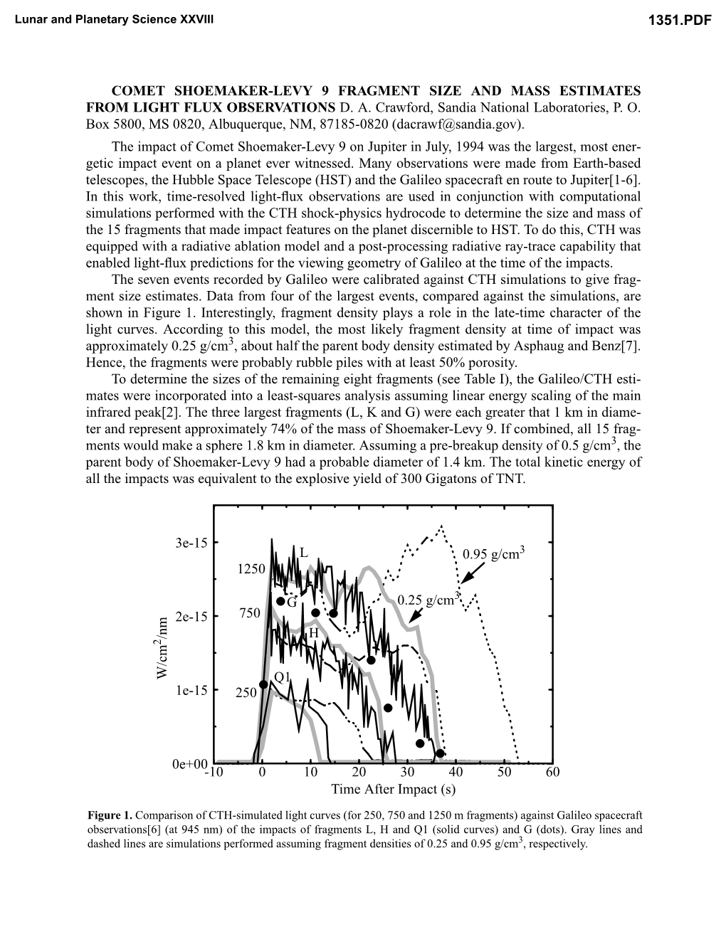 Comet Shoemaker-Levy 9 Fragment Size and Mass Estimates from Light Flux Observations D