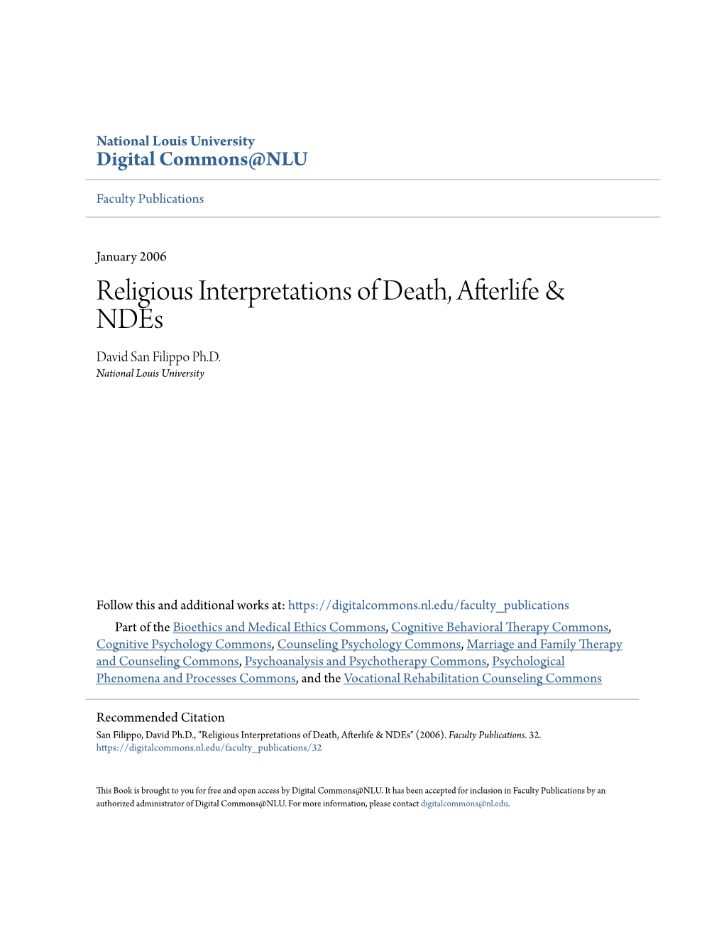 Religious Interpretations of Death, Afterlife & Ndes