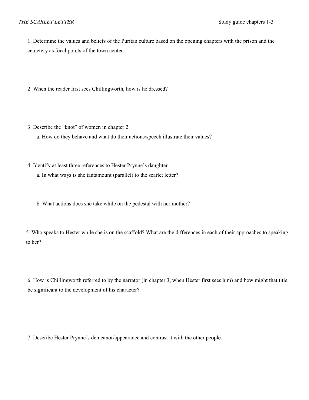 The Scarlet Letter Quiz #1