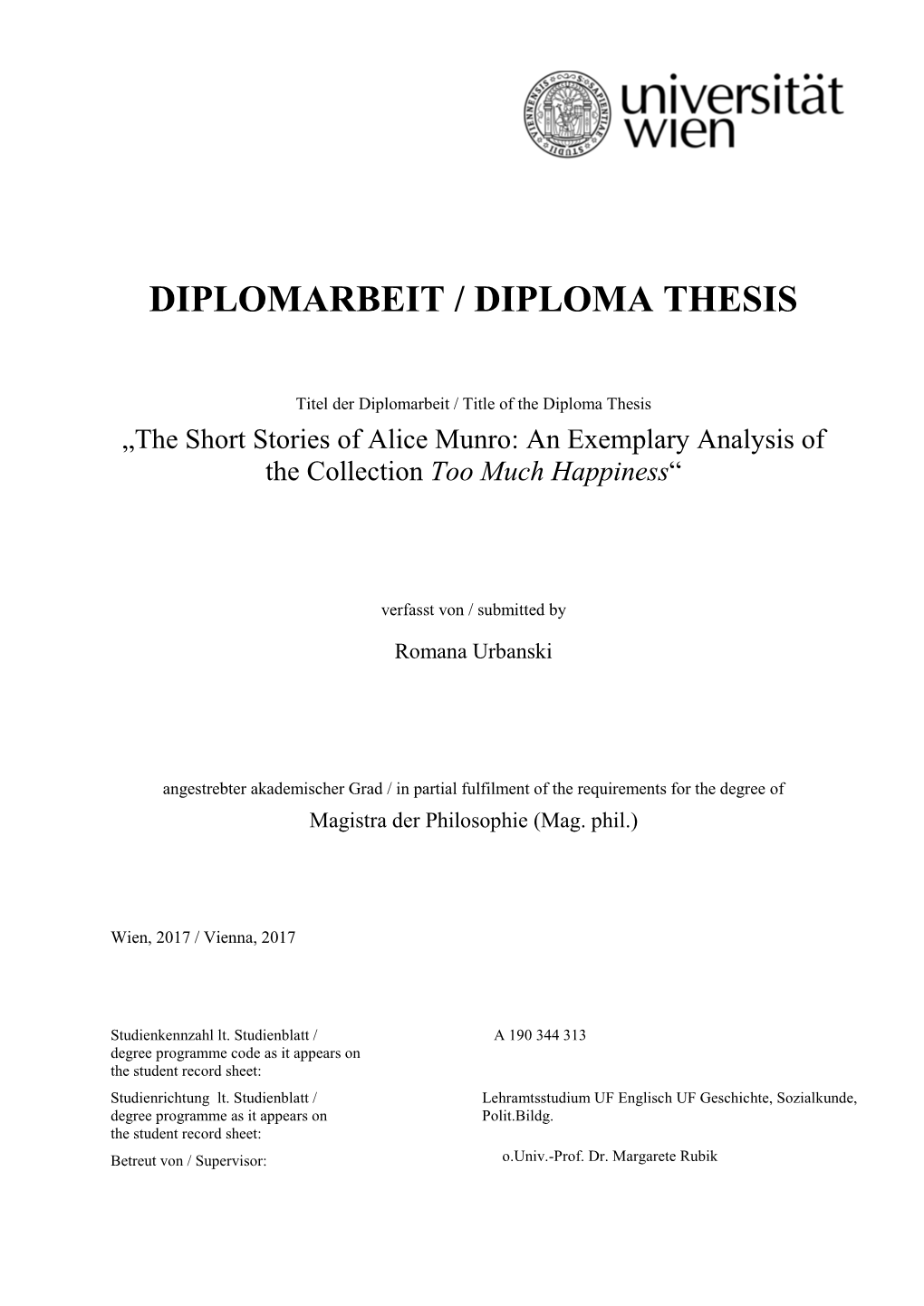 Diplomarbeit / Diploma Thesis