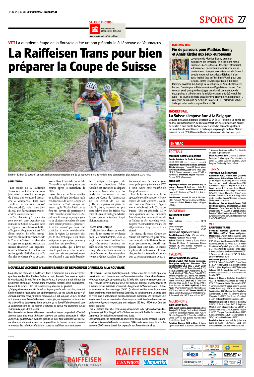 La Raiffeisen Trans Pour Bien Préparer La Coupe De Suisse