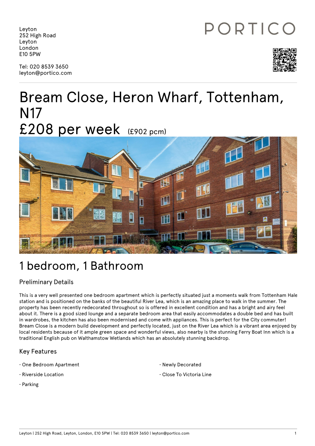 Bream Close, Heron Wharf, Tottenham, N17 £208 Per Week
