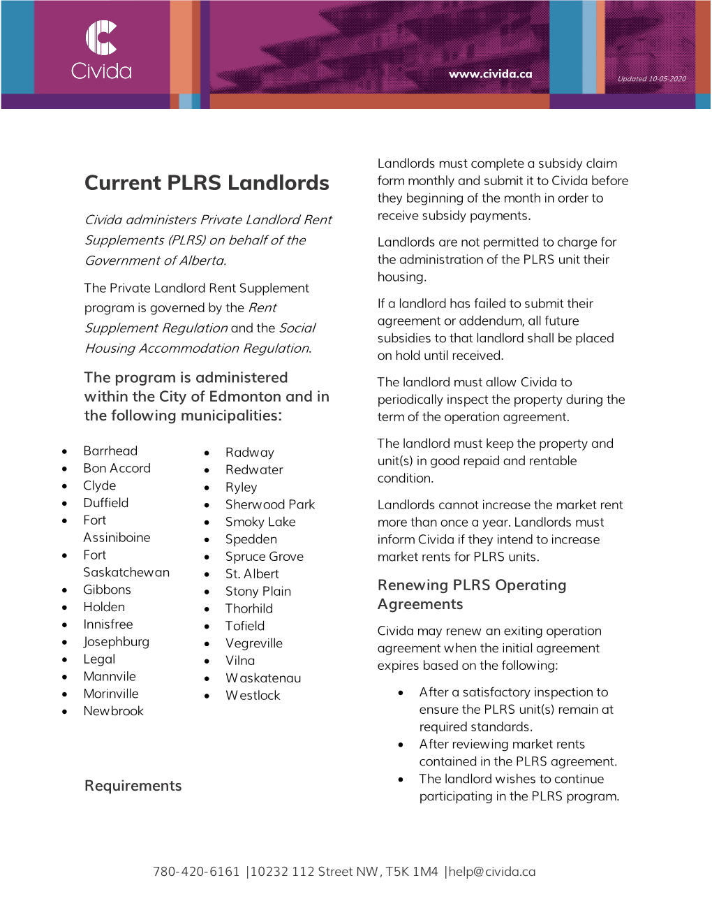 Current PLRS Landlords Information Sheet