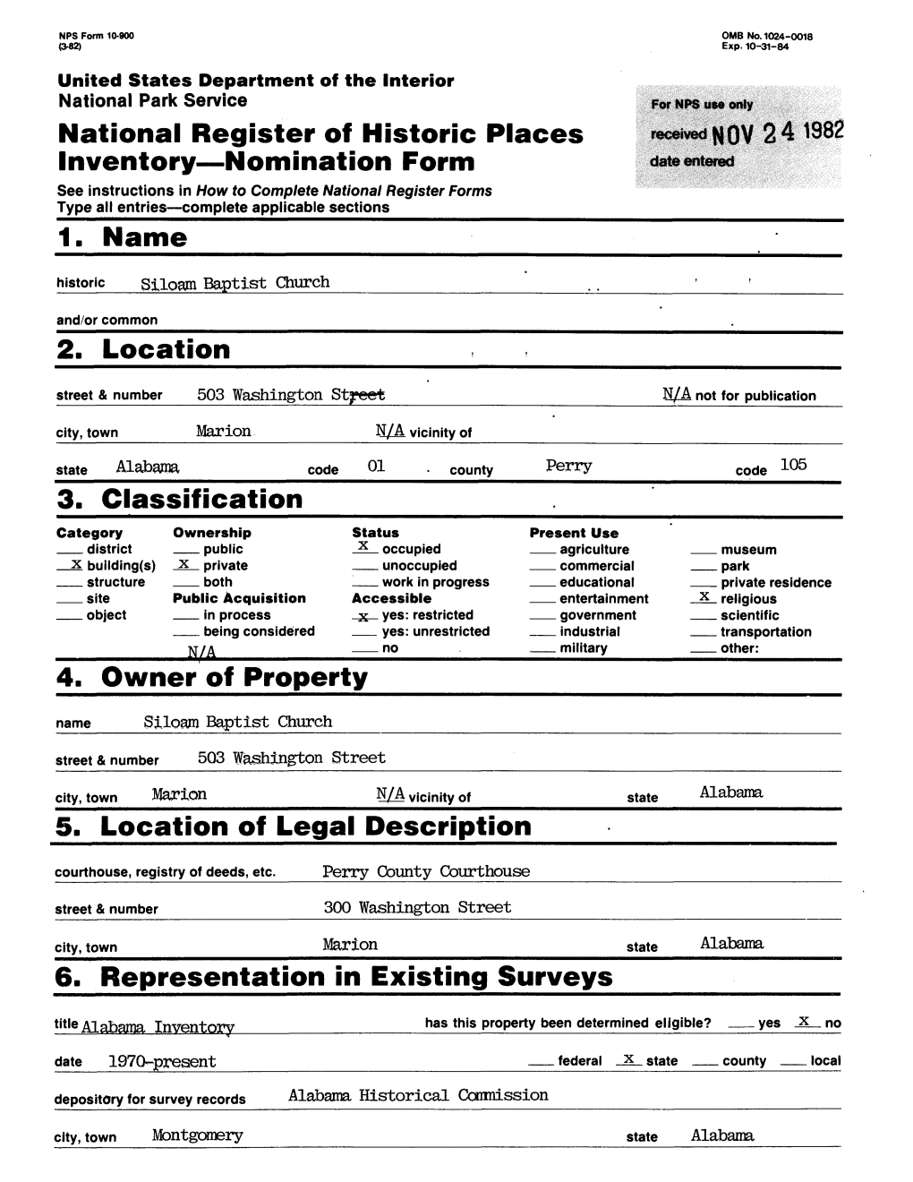 National Register of Historic Places Inventory—Nomination Form 1