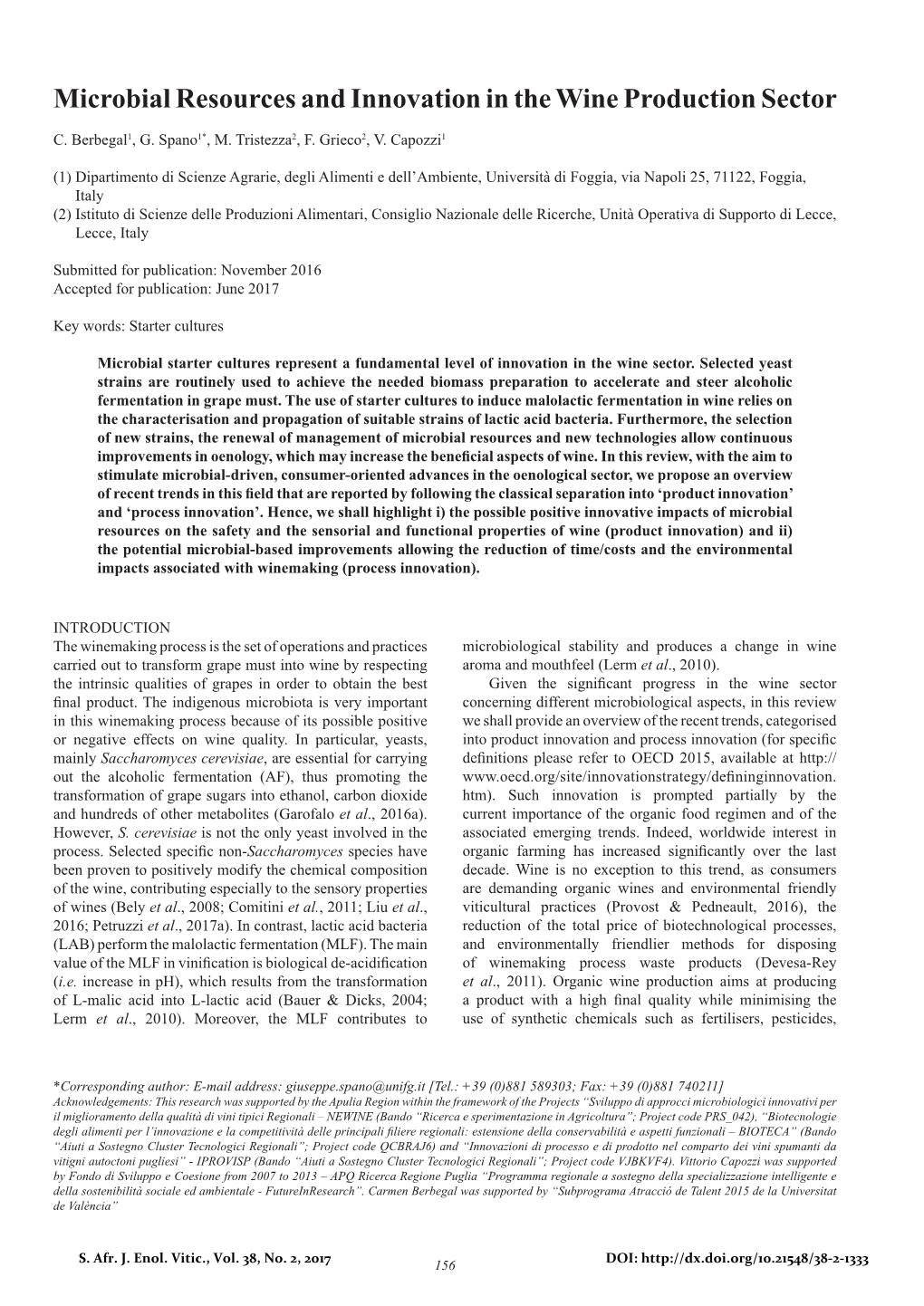 Microbial Resources and Innovation in the Wine Production Sector