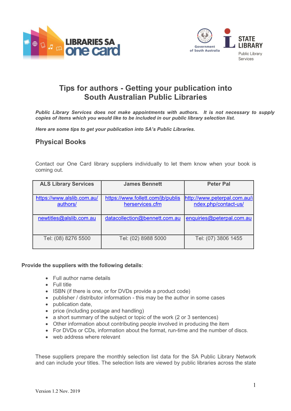 Fact Sheet Explaining Local Authors