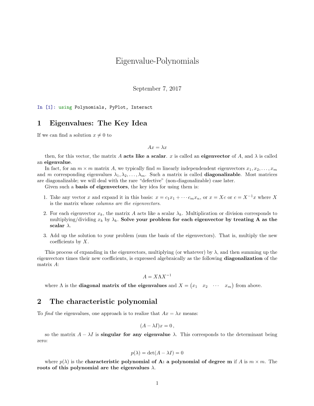 Eigenvalue-Polynomials