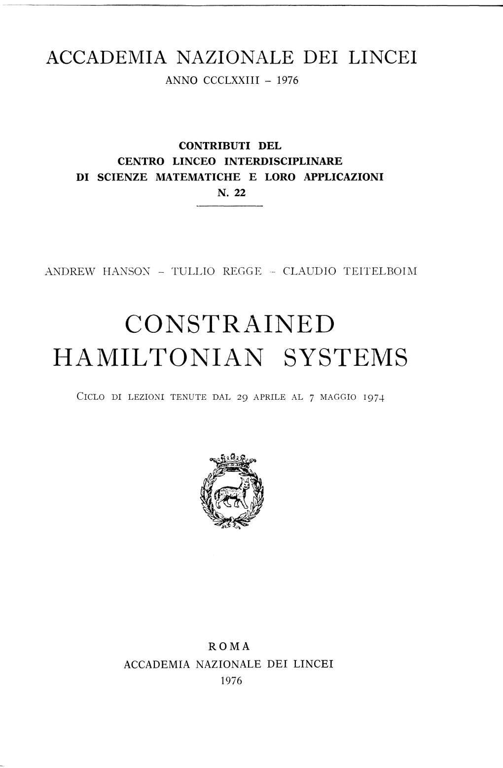 CONSTR.Lt\INED HAMILTONIAN SYSTEMS