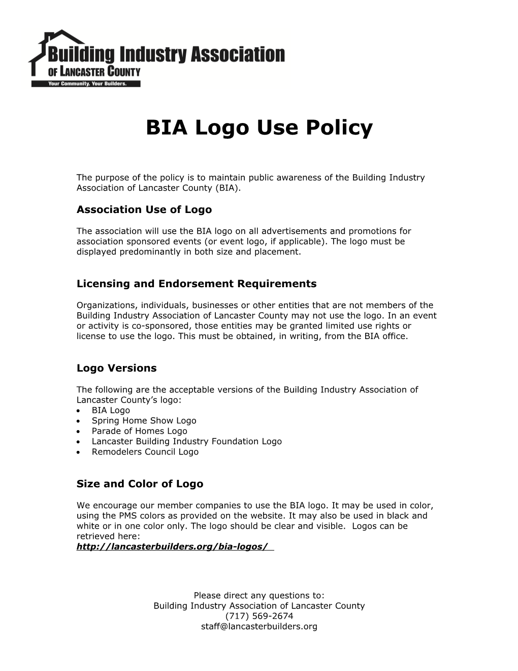 BIA Logo Use Policy