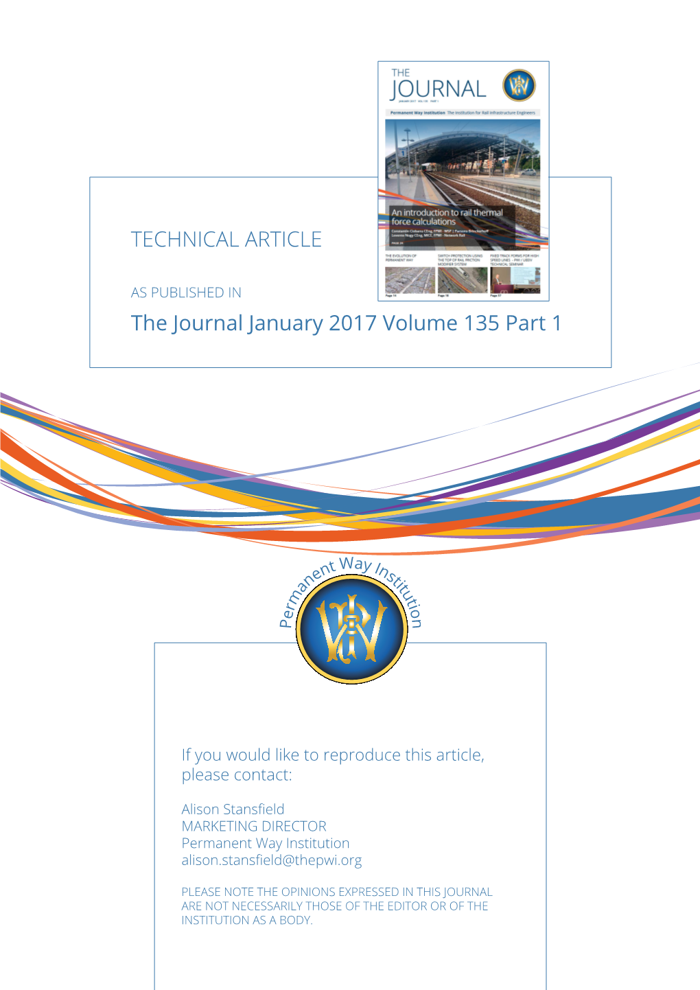 An Introduction to Rail Thermal Force Calculations Article 1