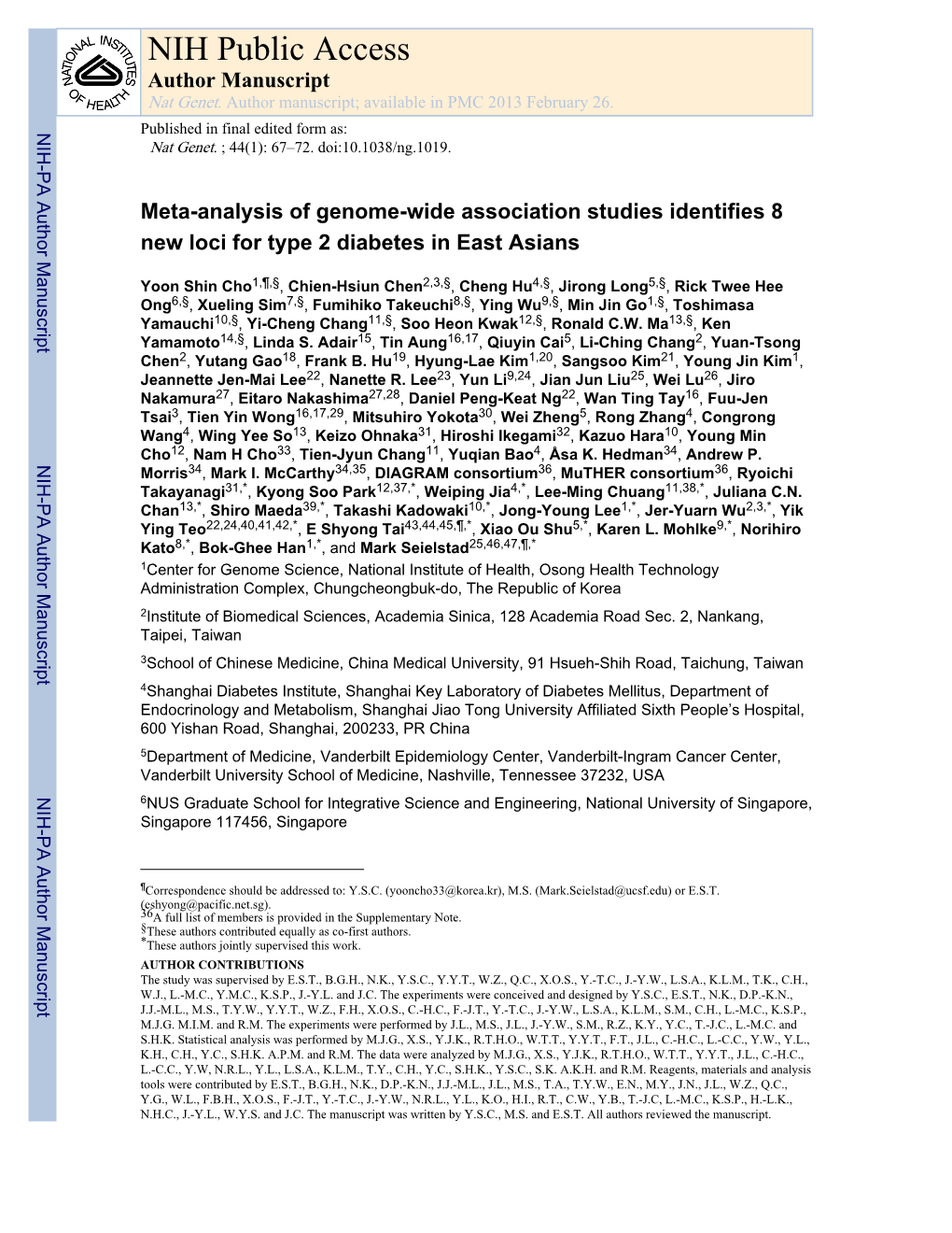 NIH Public Access Author Manuscript Nat Genet