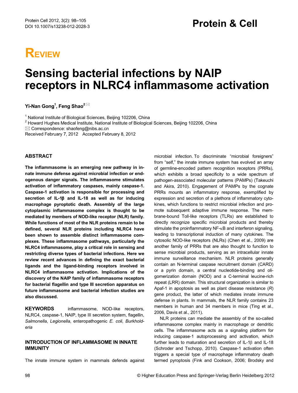 Sensing Bacterial Infections by NAIP Receptors in NLRC4 Inflammasome Activation