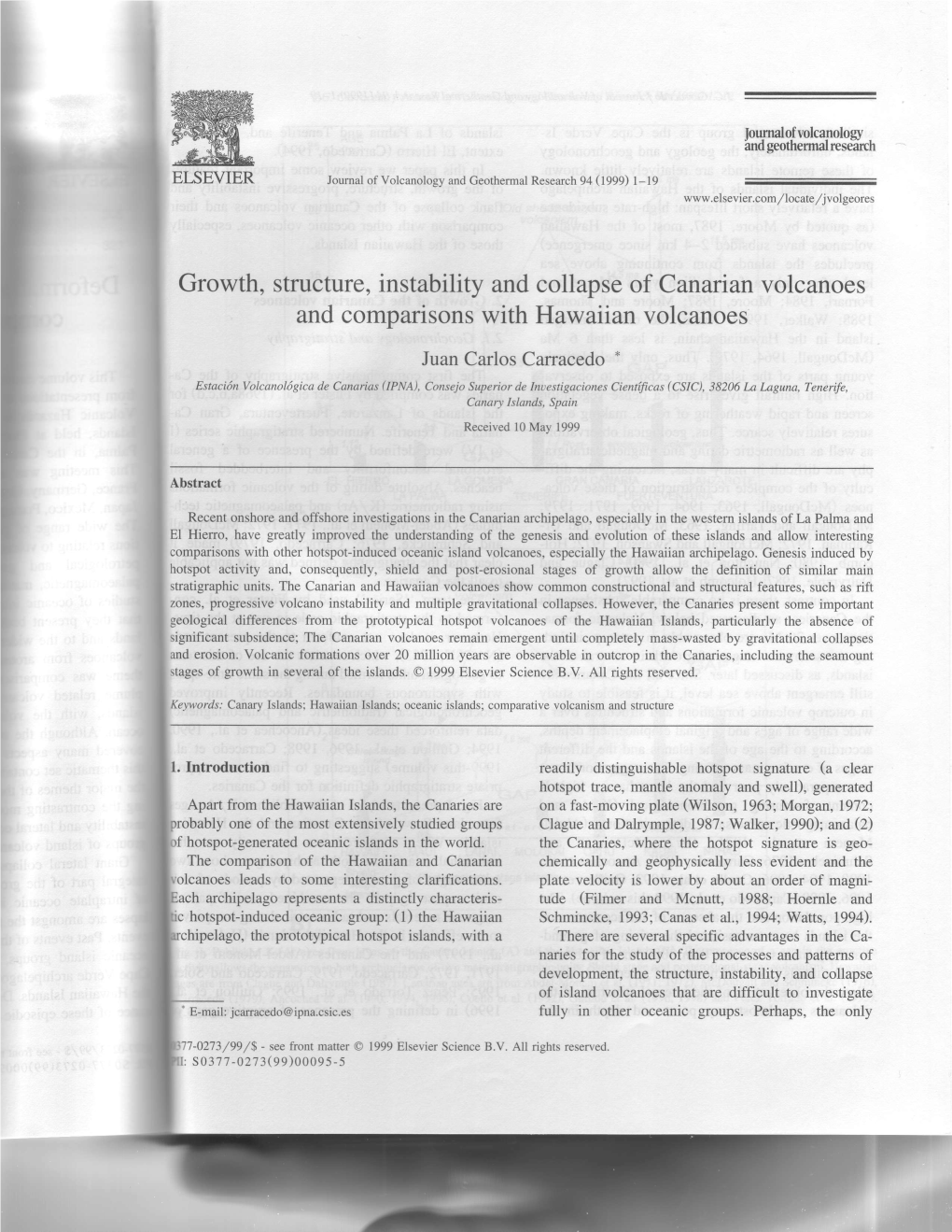 Growth, Structure, Instability and Collapse of Canarian Volcanoes