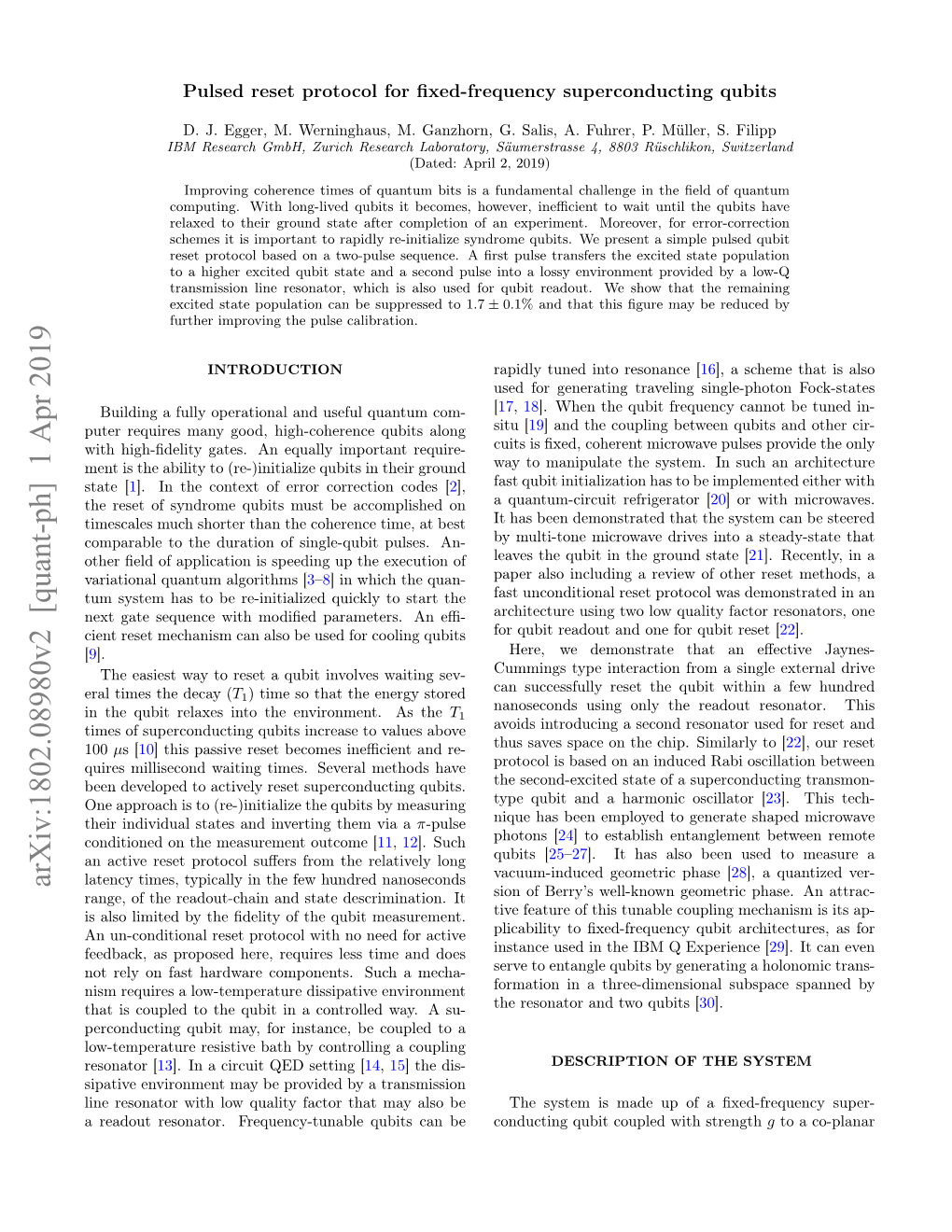 Pulsed Reset Protocol for Fixed-Frequency Superconducting