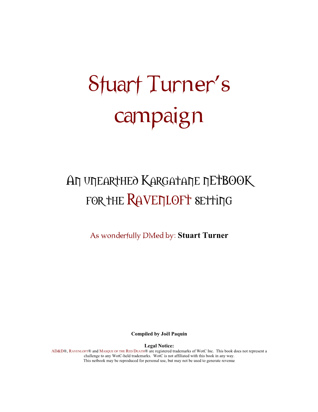 About Stu's Ravenloft Campaign