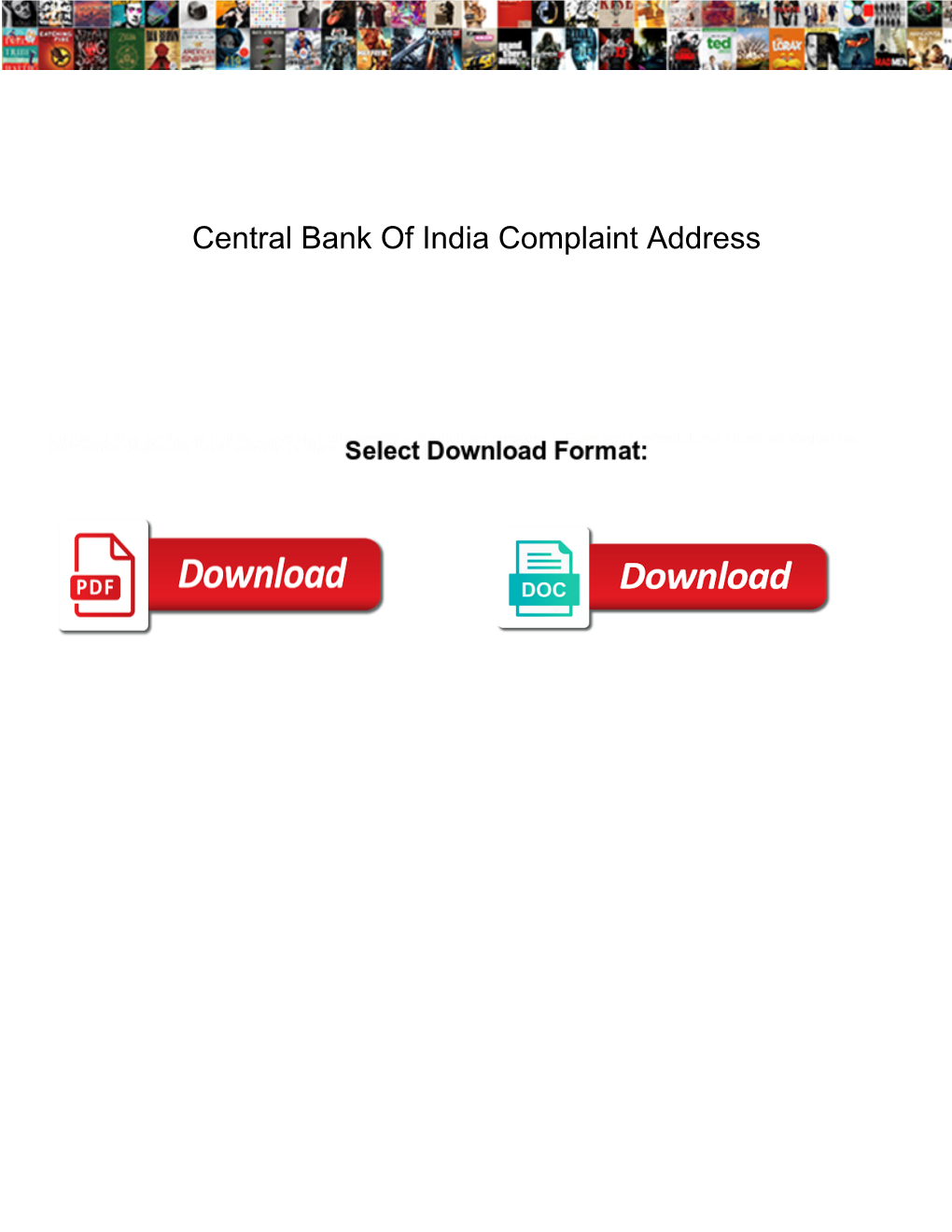 Central Bank of India Complaint Address