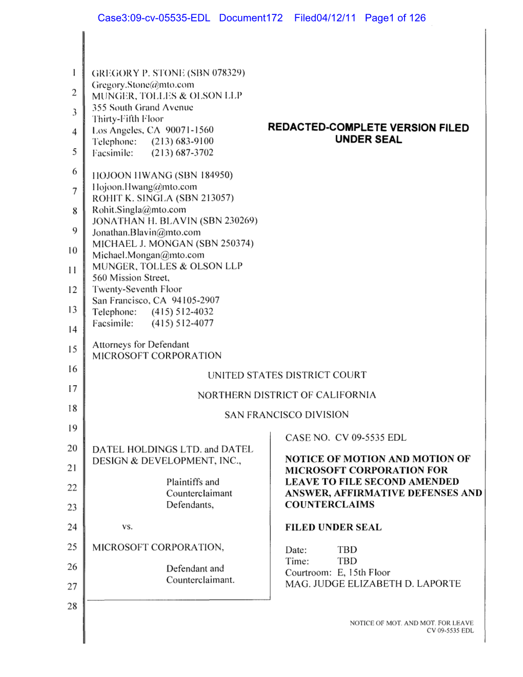 Case3:09-Cv-05535-EDL Document172 Filed04/12/11 Page1 of 126