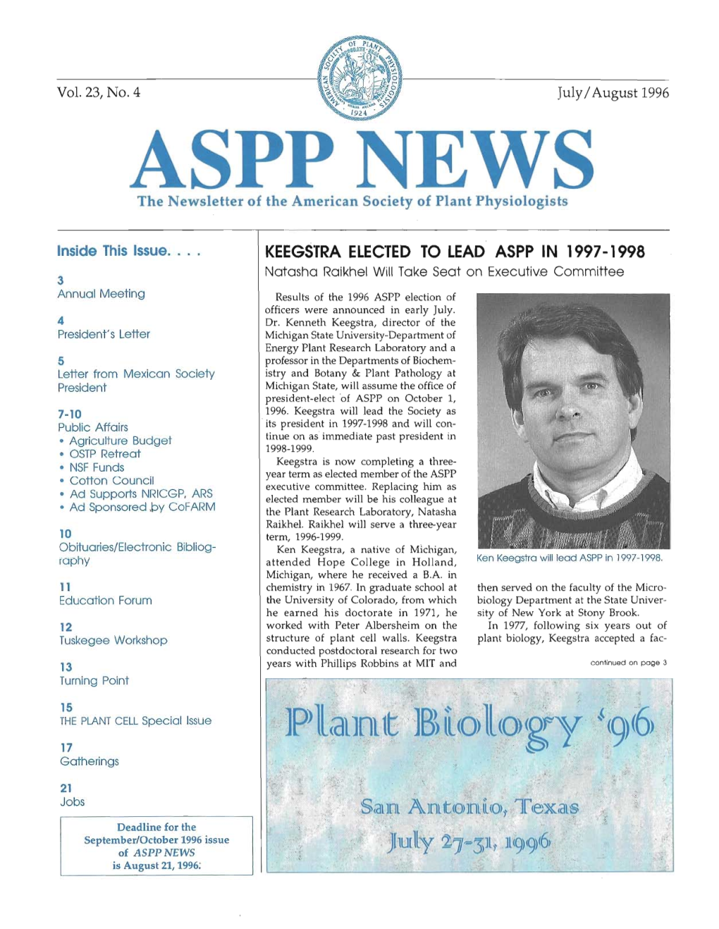 Keegstra Elected to Lead Aspp in 1997-1998