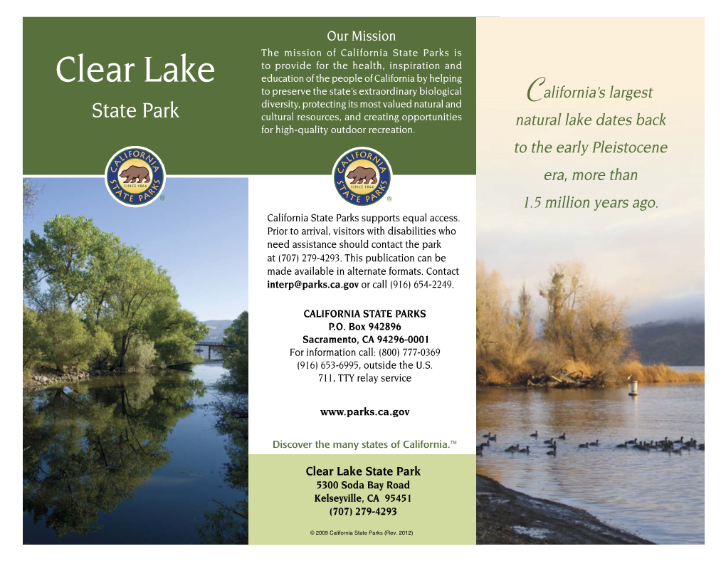 Clear Lake State Park Brochure