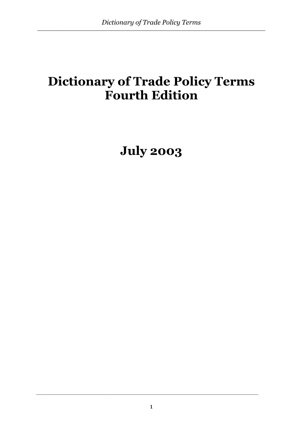 WTO Dictionary