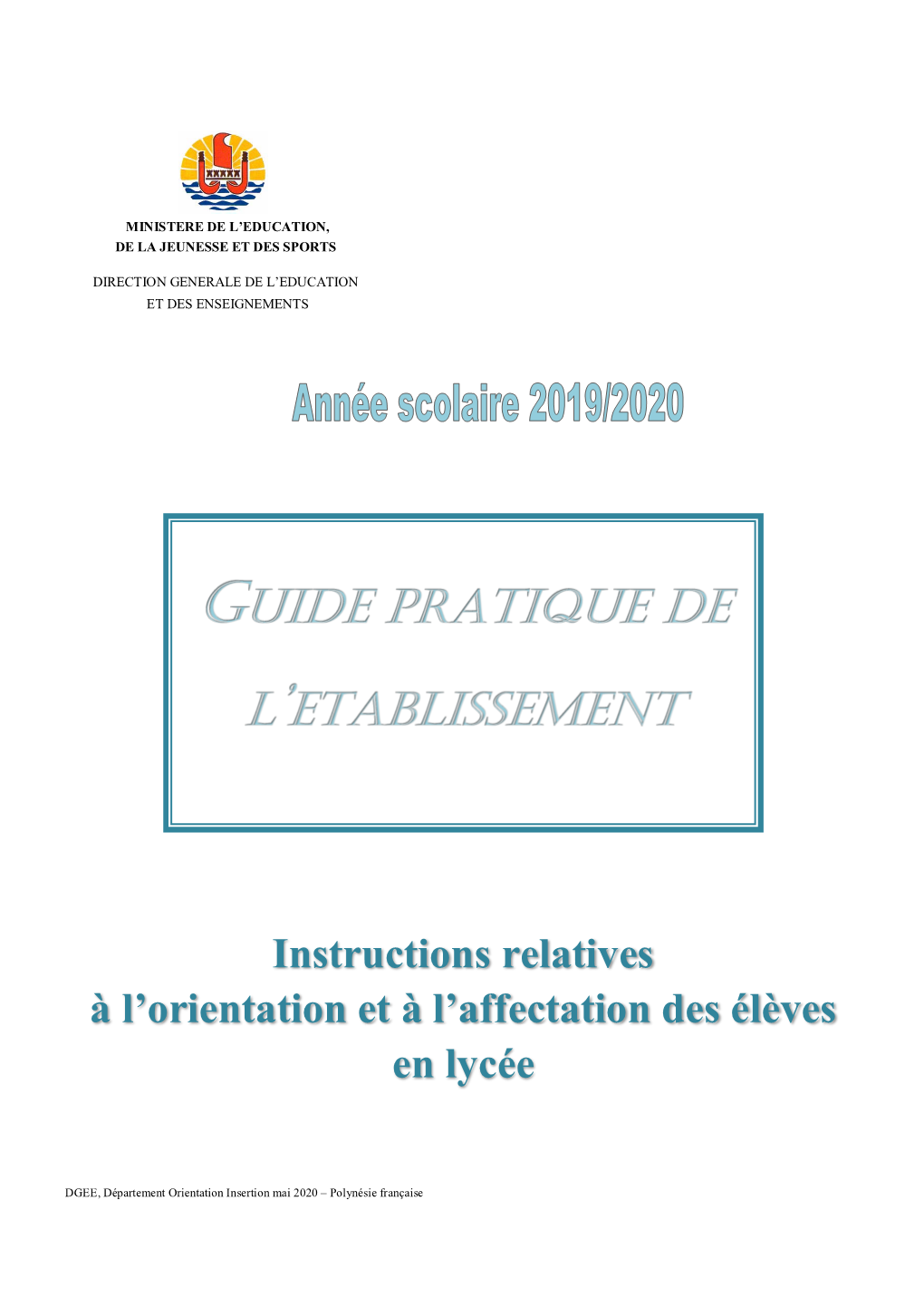 Instructions Relatives À L'orientation Et À L'affectation Des Élèves En Lycée