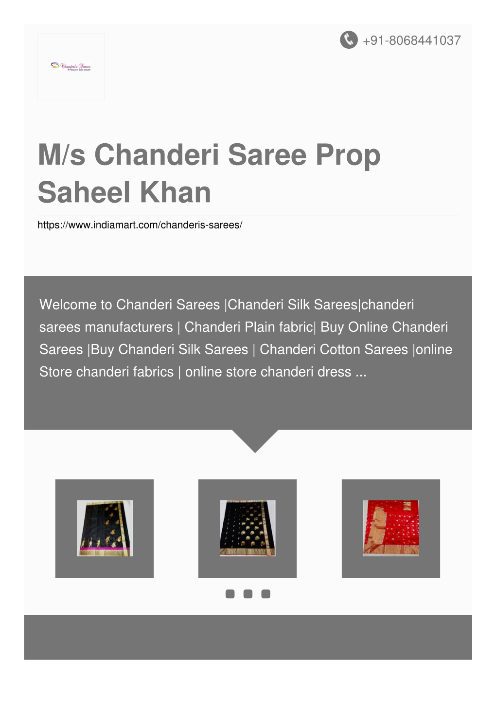 M/S Chanderi Saree Prop Saheel Khan