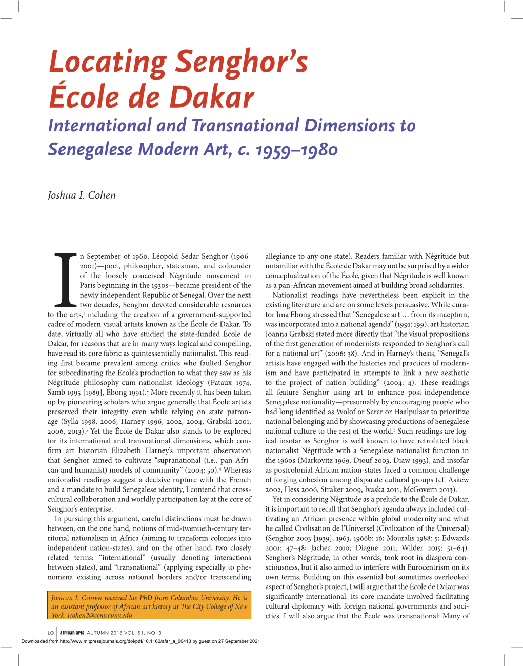 Locating Senghor's École De Dakar