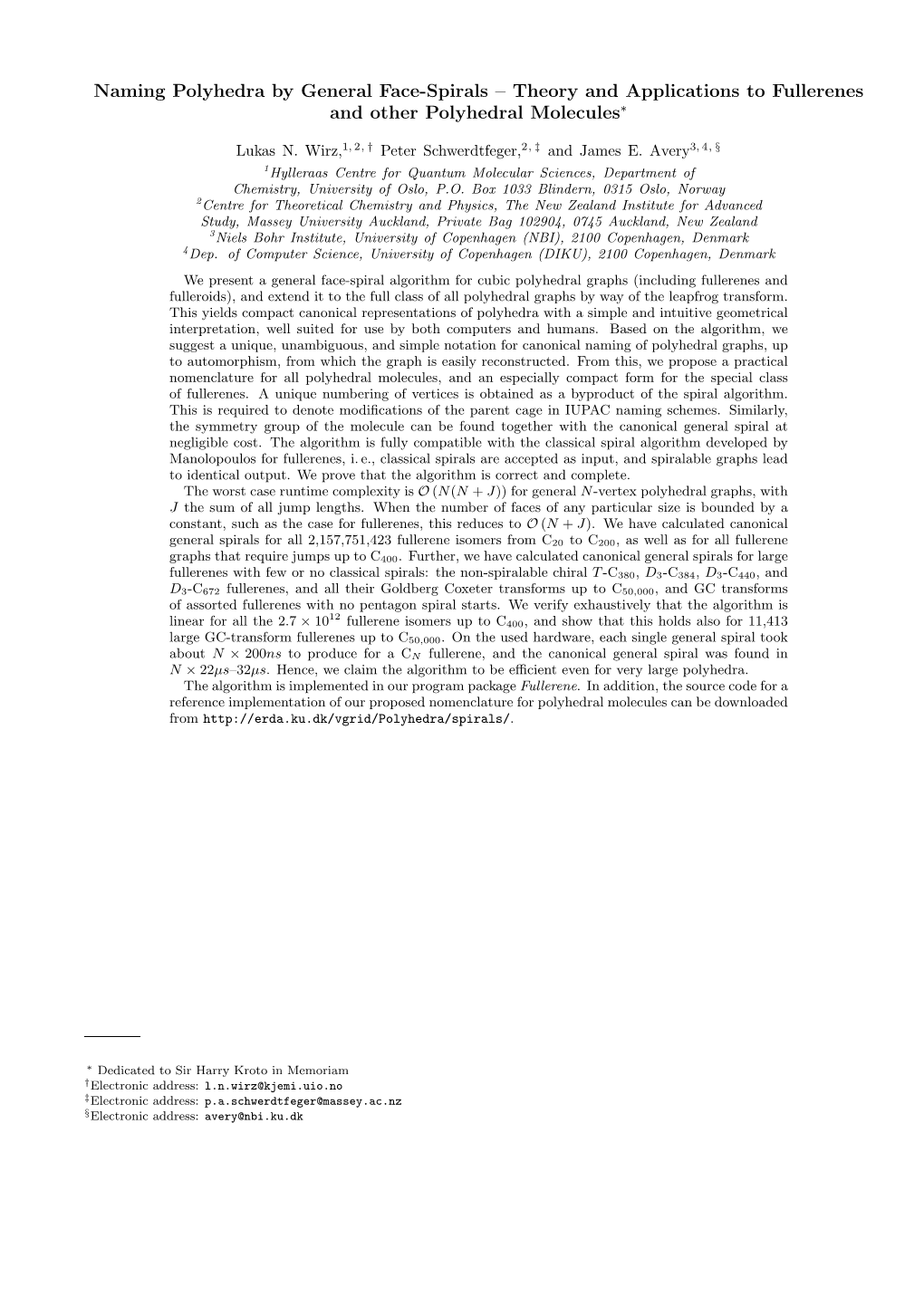 Naming Polyhedra by General Face-Spirals – Theory and Applications to Fullerenes and Other Polyhedral Molecules∗