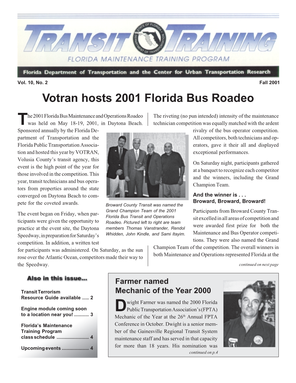 Votran Hosts 2001 Florida Bus Roadeo