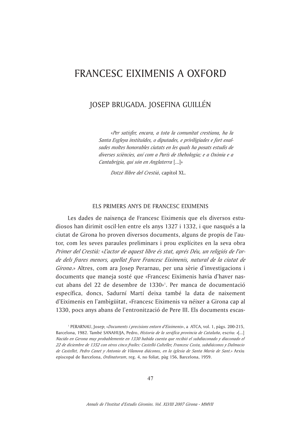 Francesc Eiximenis a Oxford