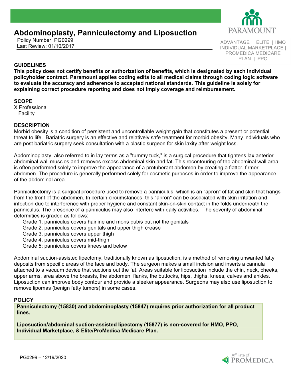 PG0299 Abdominoplasty Panniculectomy And