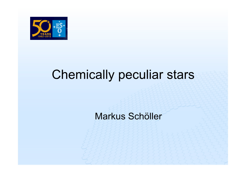 Chemically Peculiar Stars