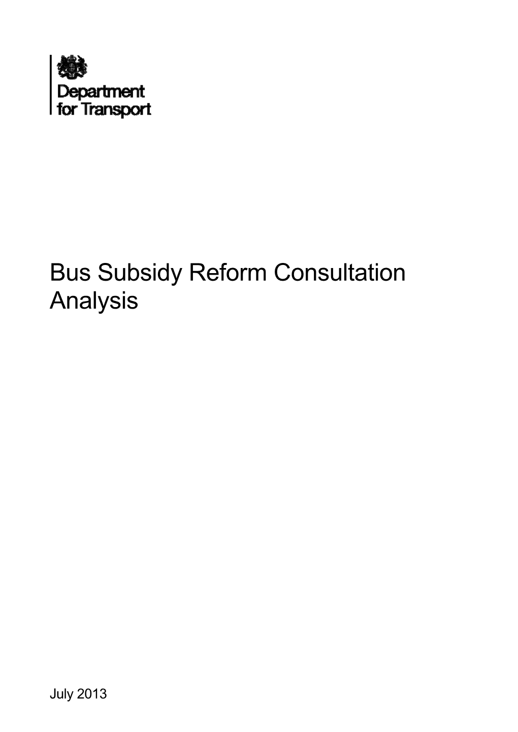 Bus Subsidy Reform Consultation Analysis