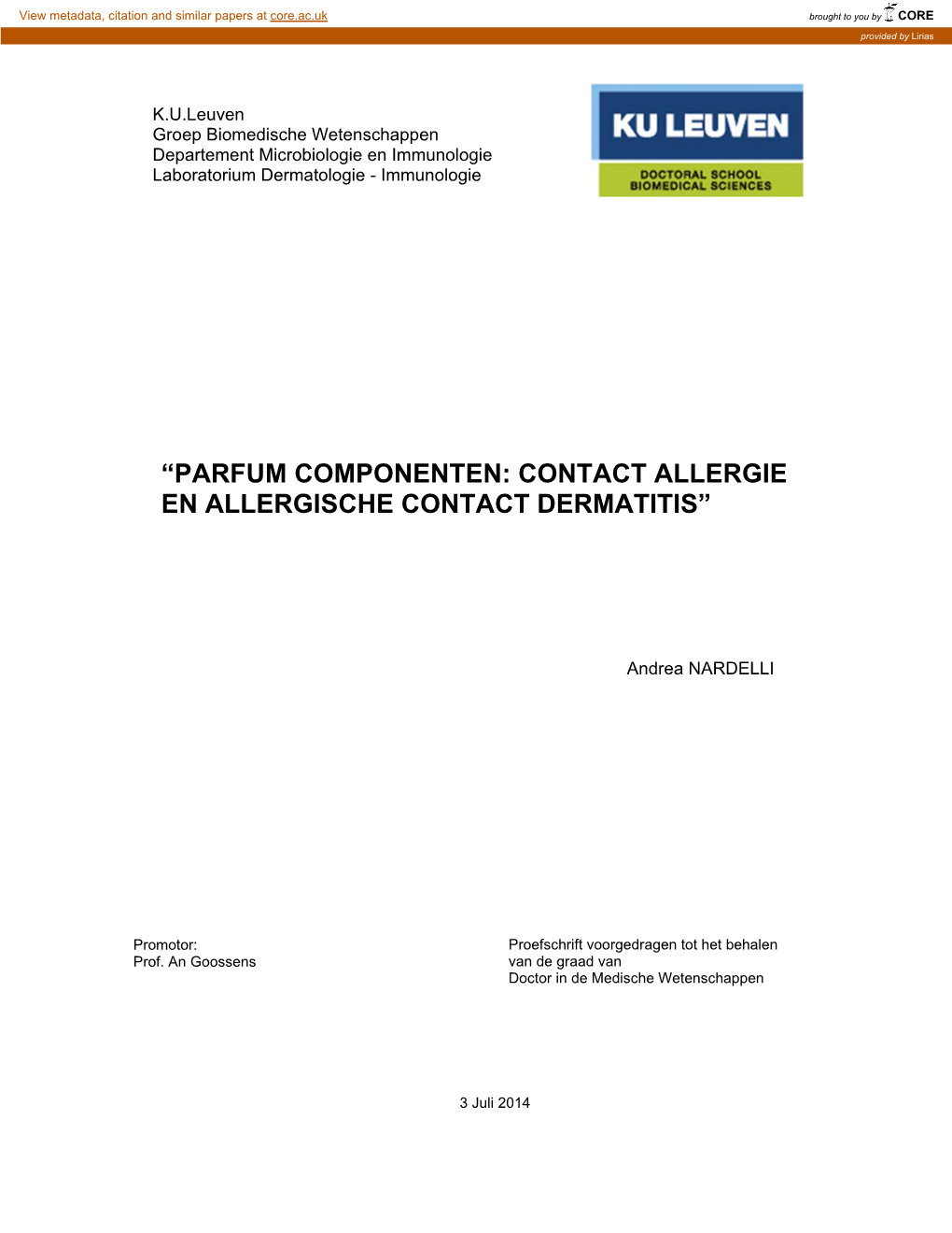 Parfum Componenten: Contact Allergie En Allergische Contact Dermatitis”