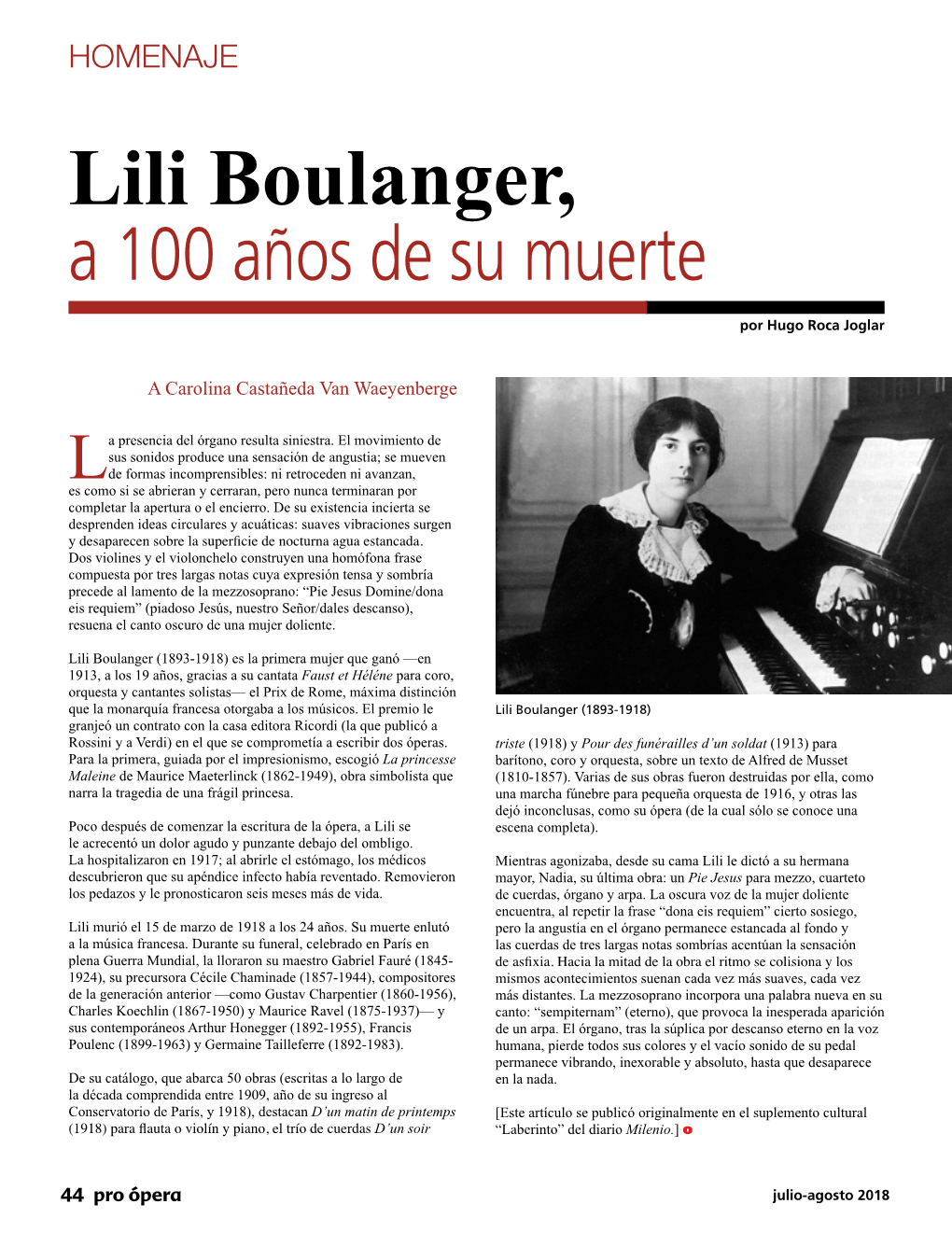Lili Boulanger, a 100 Años De Su Muerte