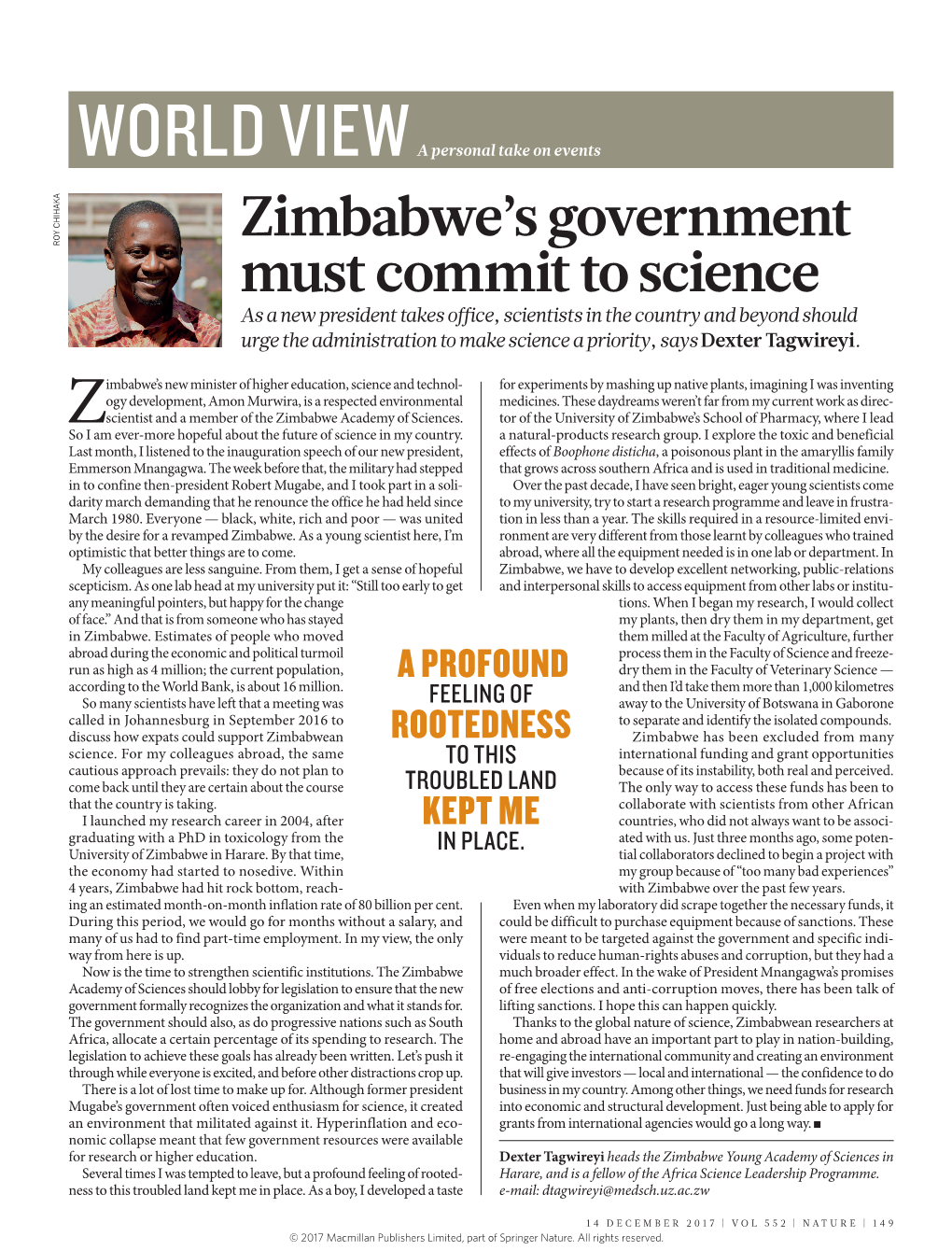 Zimbabwe's Government Must Commit to Science