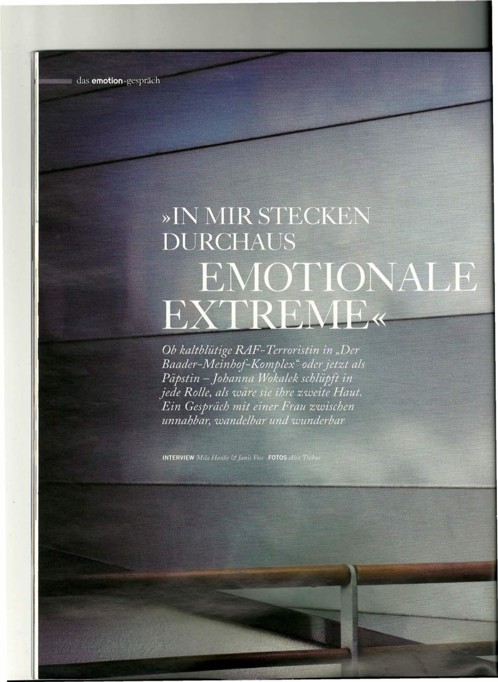 Interview Johanna Wokalek, Emotion