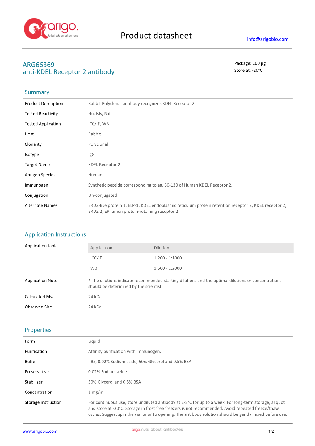 Anti-KDEL Receptor 2 Antibody (ARG66369)