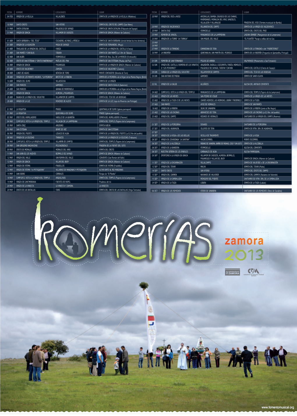 Calendario Romerias Zamora 2013
