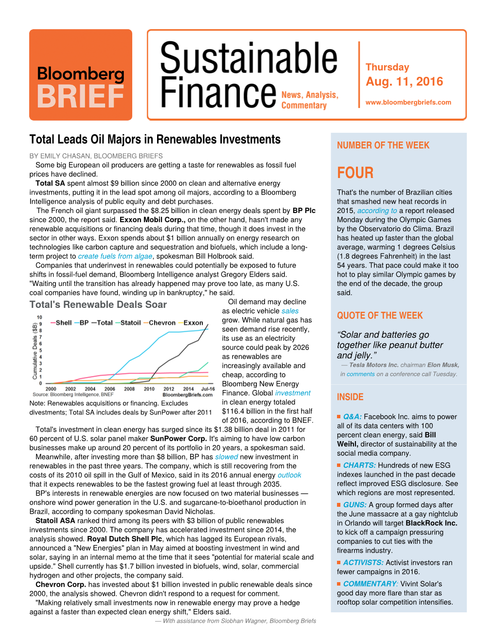 Bloomberg Brief: Sustainable Finance