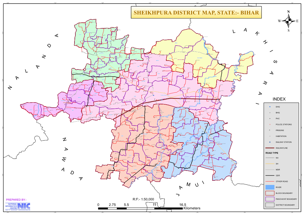 Sheikhpura District Map, State:- Bihar