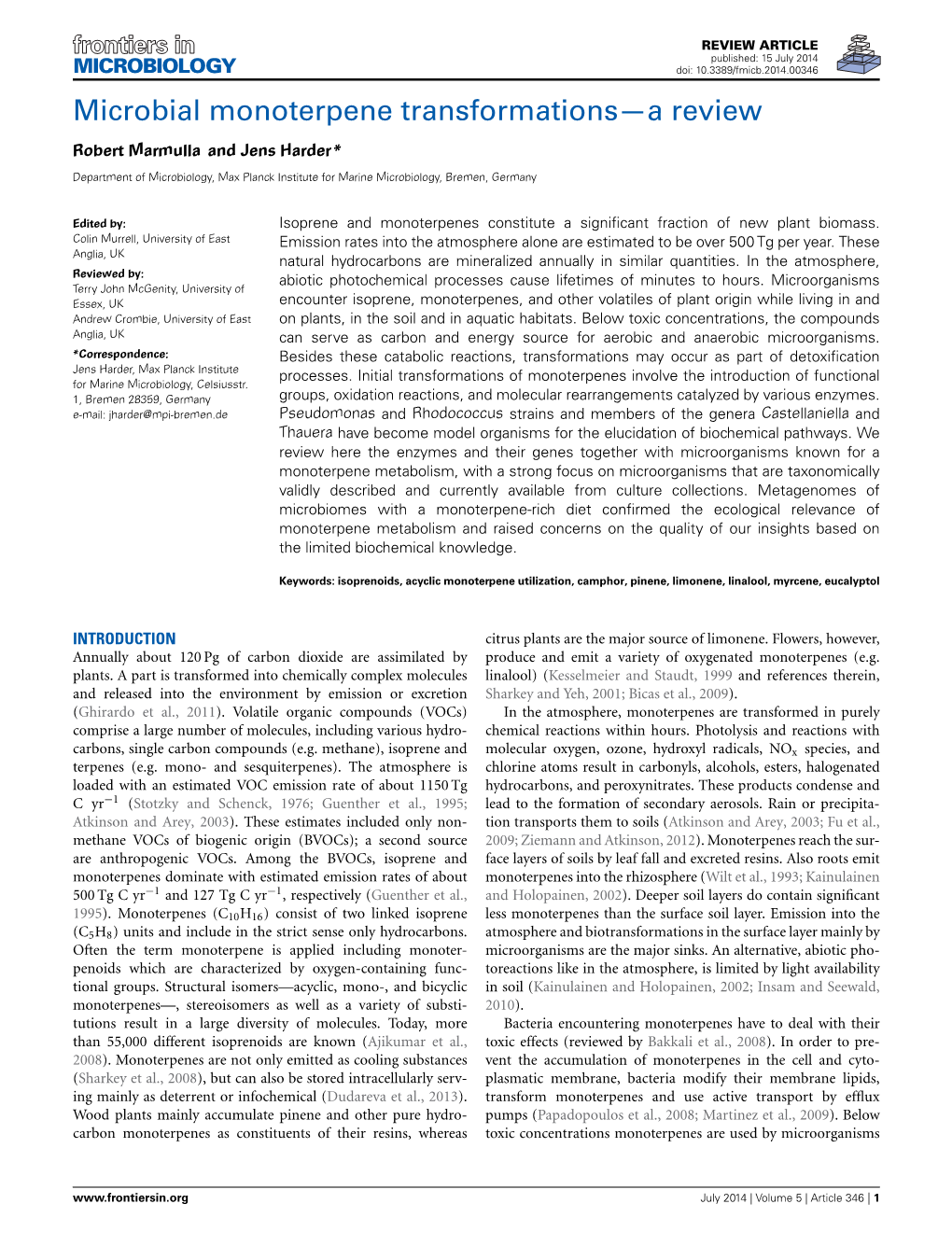 Microbial Monoterpene Transformations—A Review