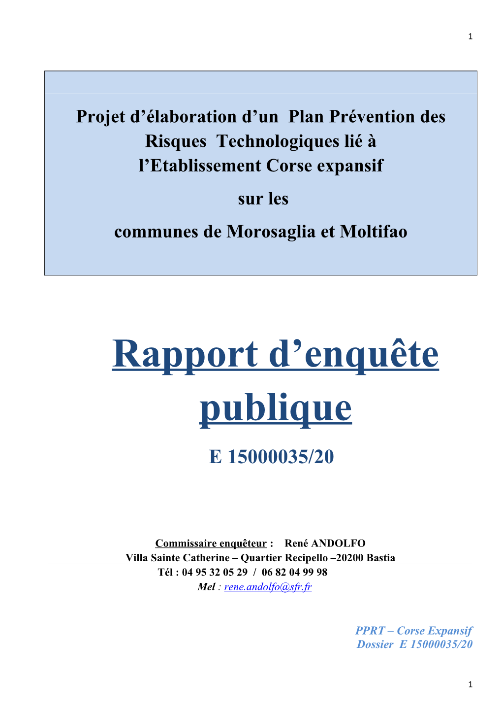 Rapport D'enquête Publique