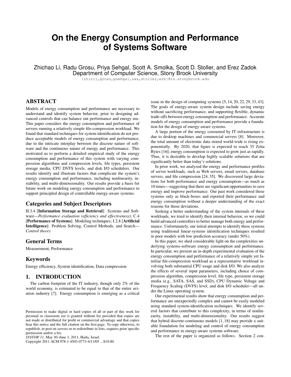 On the Energy Consumption and Performance of Systems Software