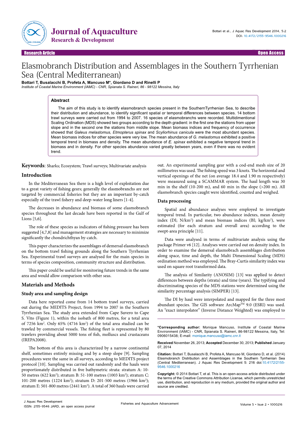 Elasmobranch Distribution and Assemblages in the Southern