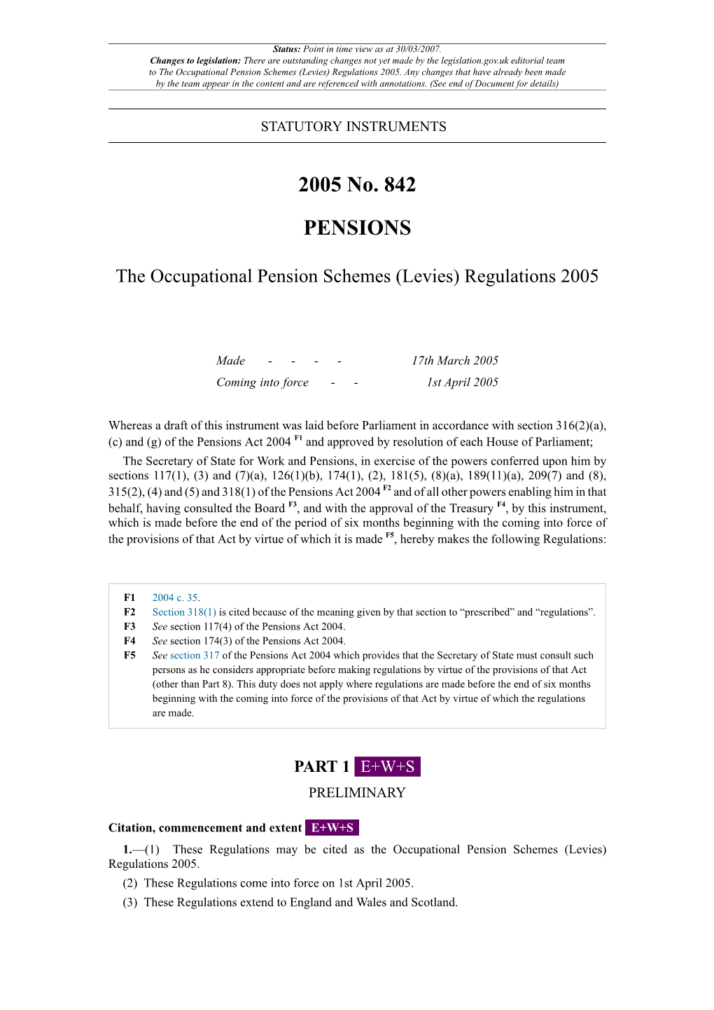 The Occupational Pension Schemes (Levies) Regulations 2005