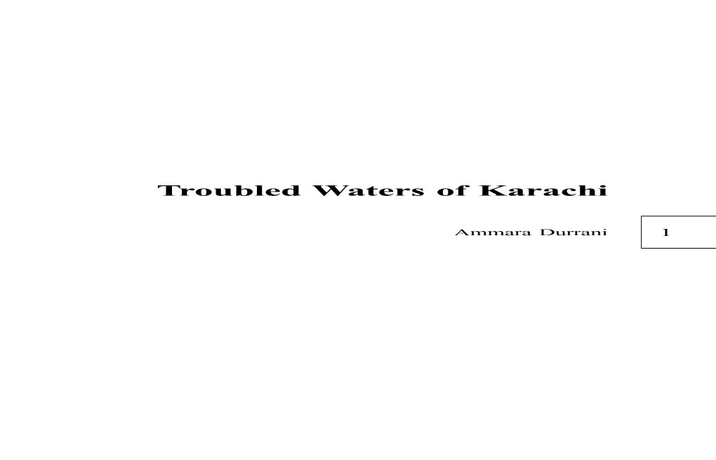 Troubled Waters of Karachi