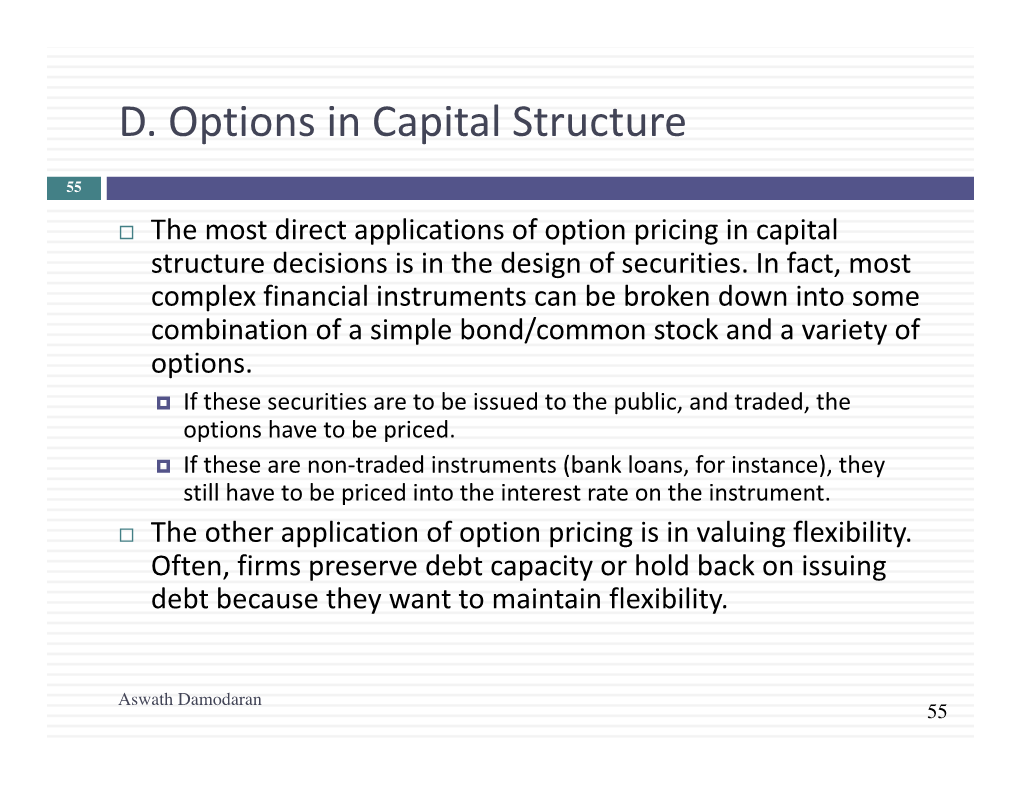 D. Options in Capital Structure