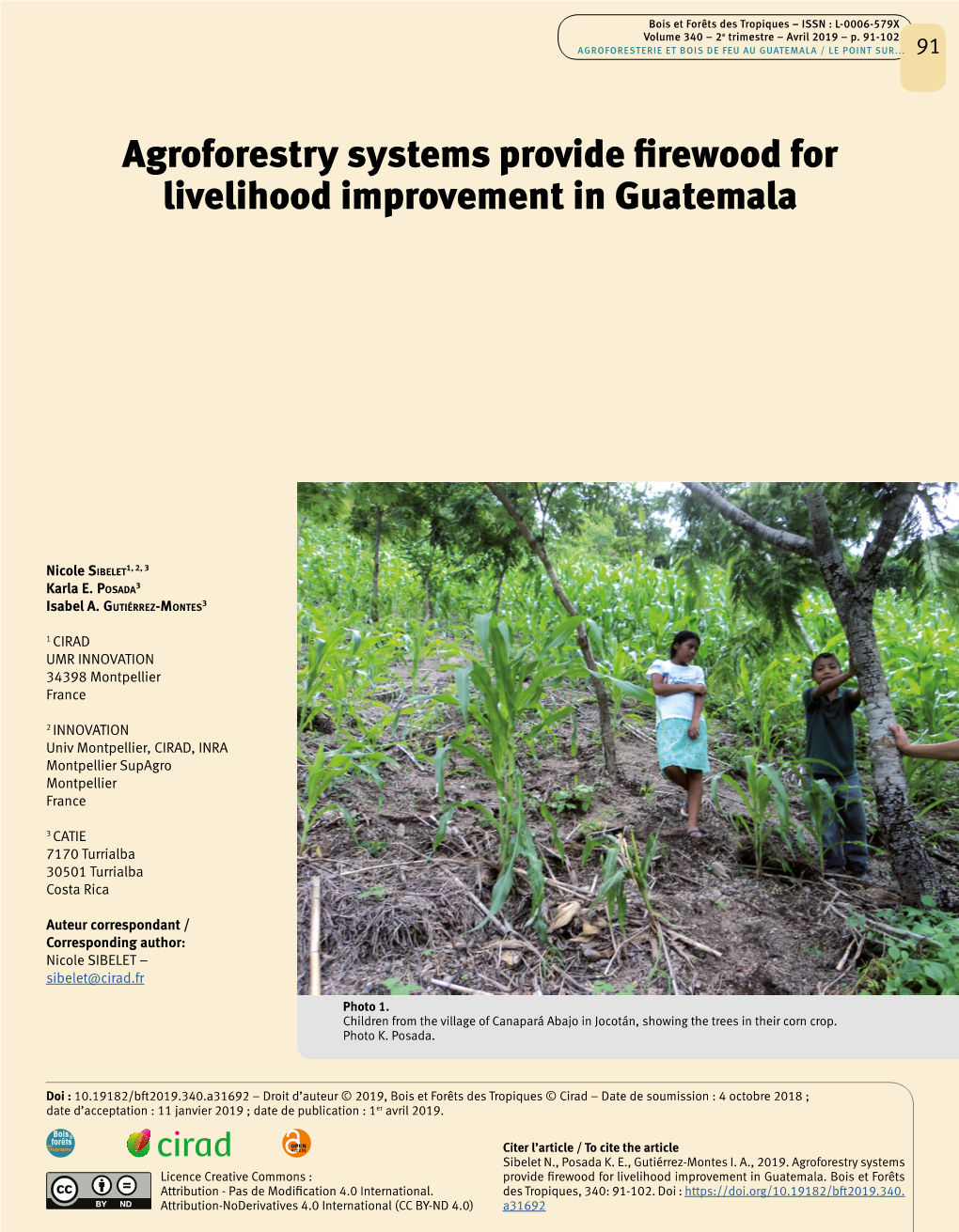 Agroforestry Systems Provide Firewood for Livelihood Improvement in Guatemala